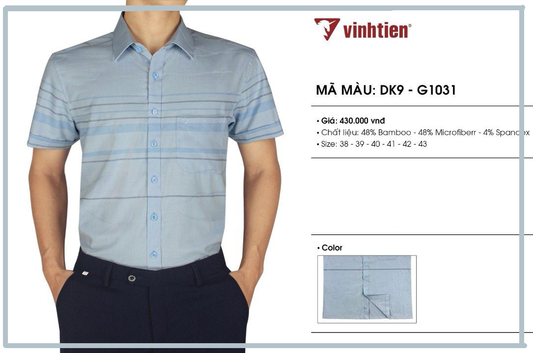 Áo Sơ Mi Nam Ngắn Tay Bamboo Dáng Talilorfit _ Vạt Ngang Ôm nhẹ Vĩnh Tiến Cao Cấp Gtb 430