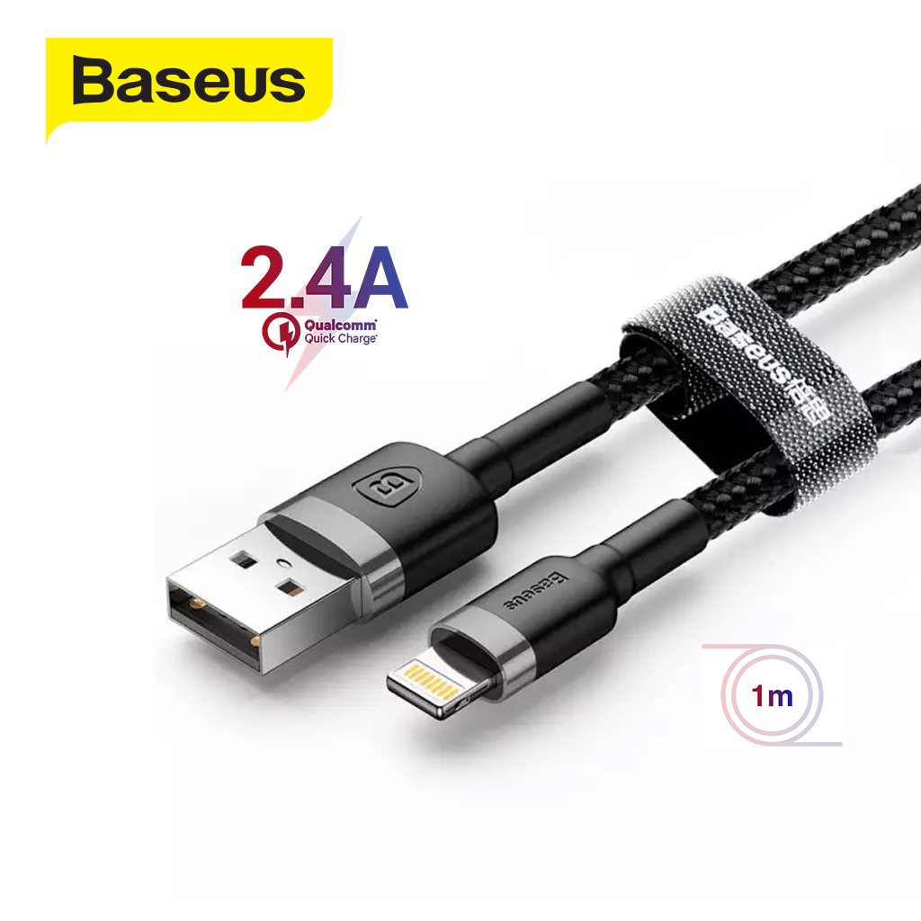 Cáp sạc , truyền dữ liệu tốc độ cao Baseus Cafule Lightning cho iPhone/ iPad ( 2.4A/1.5A/2A, USB Double Side Fast Charge Cable) dây dài 1m /2m/3m