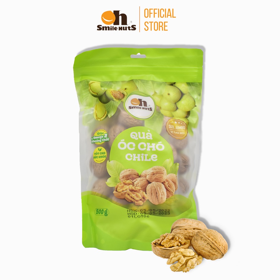 Quả óc chó Chile Smile Nuts Túi 500g, cung cấp hàm lượng Omega 3 cao, tốt cho não bộ, tim mạch, hạn chế tiểu đường