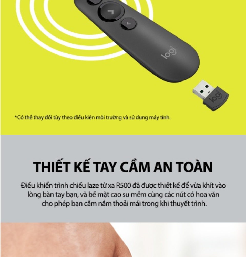 Bút Trình Chiếu Logitech R500 Không Dây Laser - Dual connectivity
