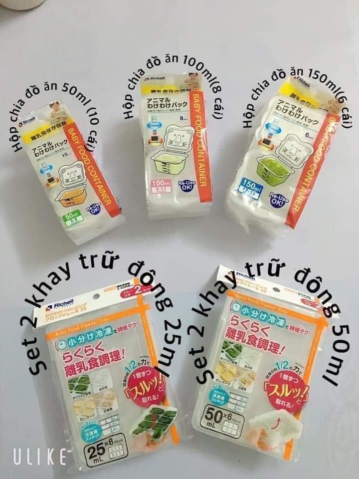 Bộ chia thức ăn richell set 10 hộp