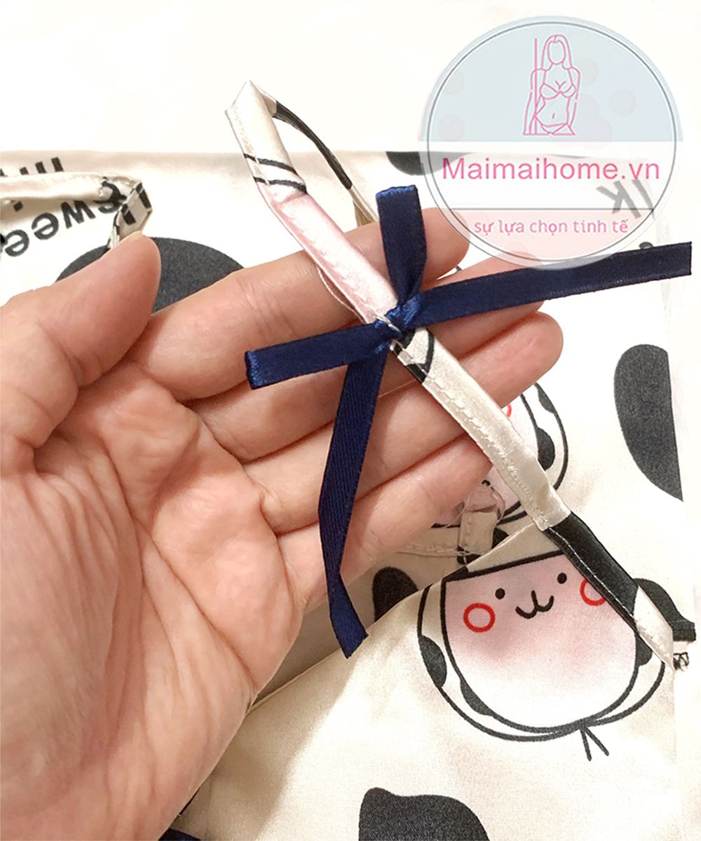 Váy / Đầm Ngủ 2 dây bò sữa lụa Satin cao cấp siêu dễ thương [Maimaihome]