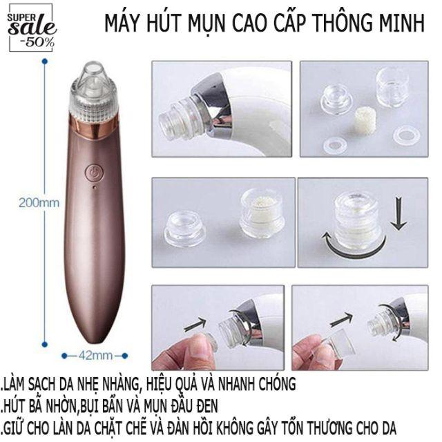 Máy Hút Mụn, Hàng Cao Cấp Hút Sạch Tất Cả Các Loại Mụn Với 4 Đầu Hút Thông Minh - An Toàn Cho Mọi Da Mặt, Không Đau Rát, Tiện Lợi..