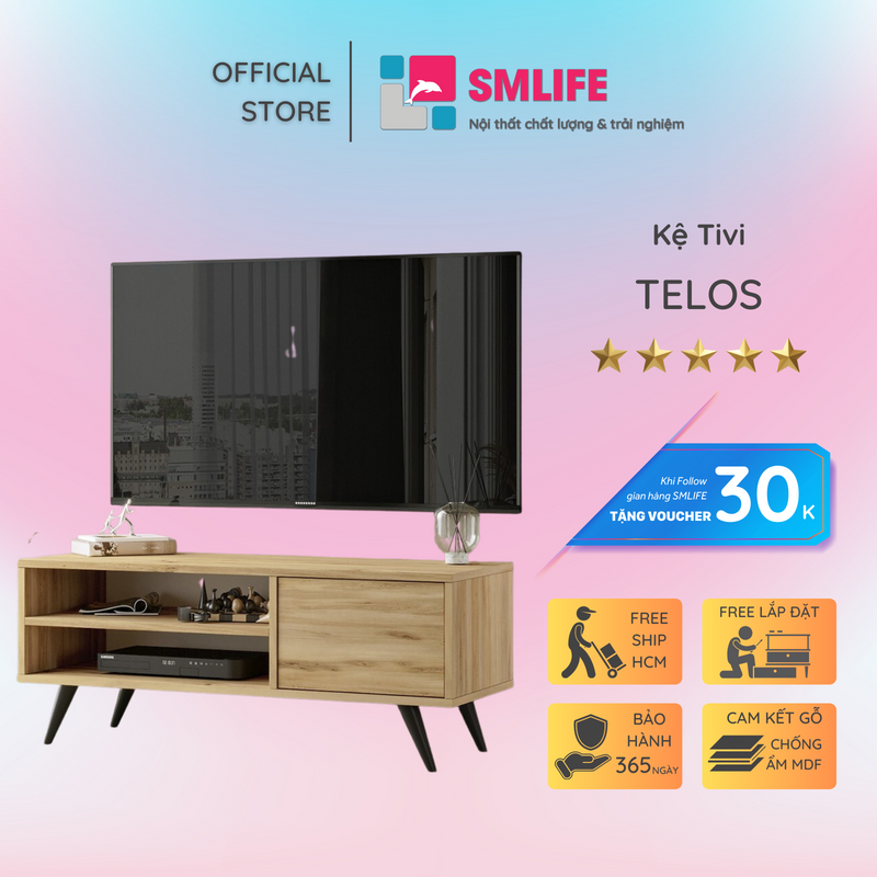 Tủ kệ tivi phòng ngủ tiện dụng SMLIFE Telos