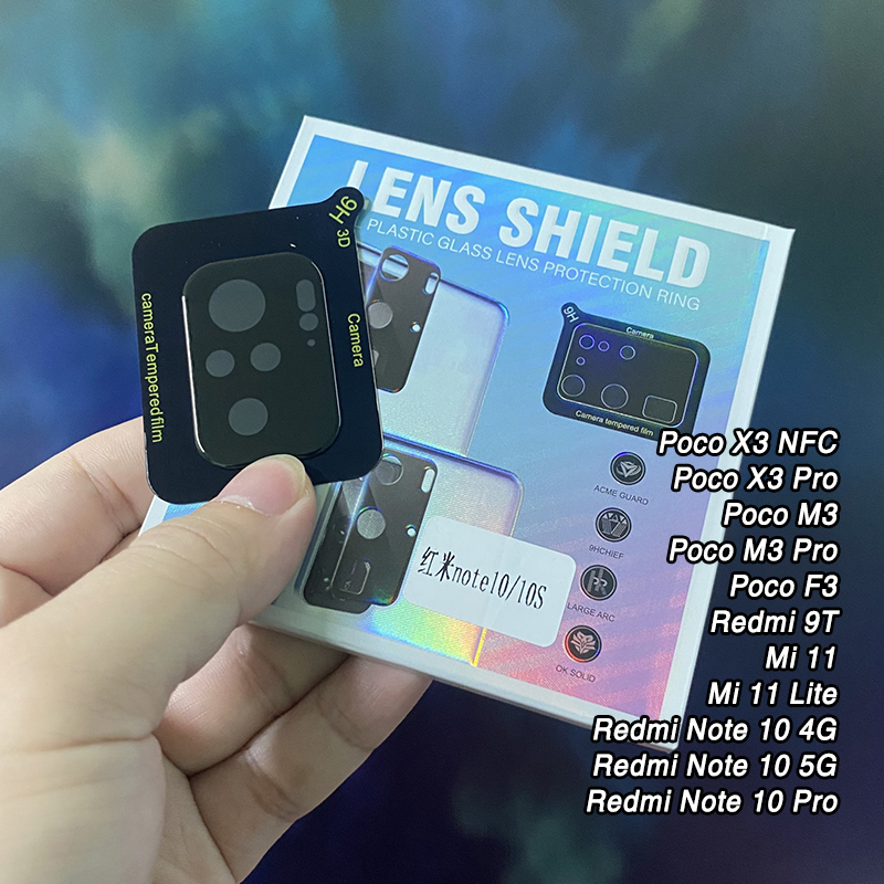 Cường lực camera full đen cho các dòng máy Xiaomi Redmi Note 10 - Note 10 Pro - Note 9S - Poco F3 - M3 - M3 Pro - X3 -X3 Pro / Mi 11 - 11 Lite / Redmi 9T - K40