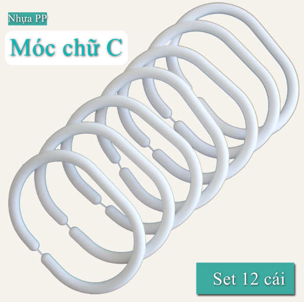 C-shaped plastic curtain rings, curtain hooks (12 PCs set)