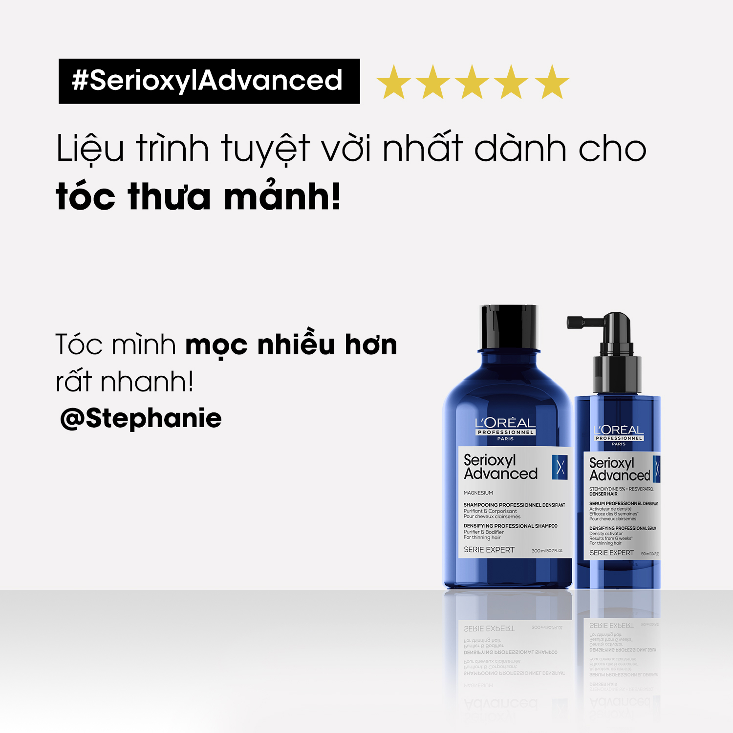 Tinh chất xịt tăng mật độ tóc - làm dày tóc chuyên nghiệp Serioxyl Advanced 90ml - Dành cho tóc thưa, mảnh