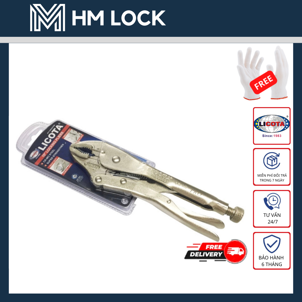KÌM BẤM CHẾT LICOTA 10” (250mm) - Thép CR-MO SIÊU BỀN, SIÊU CỨNG - HÀNG CAO CẤP - HM LOCK - HM LOCK