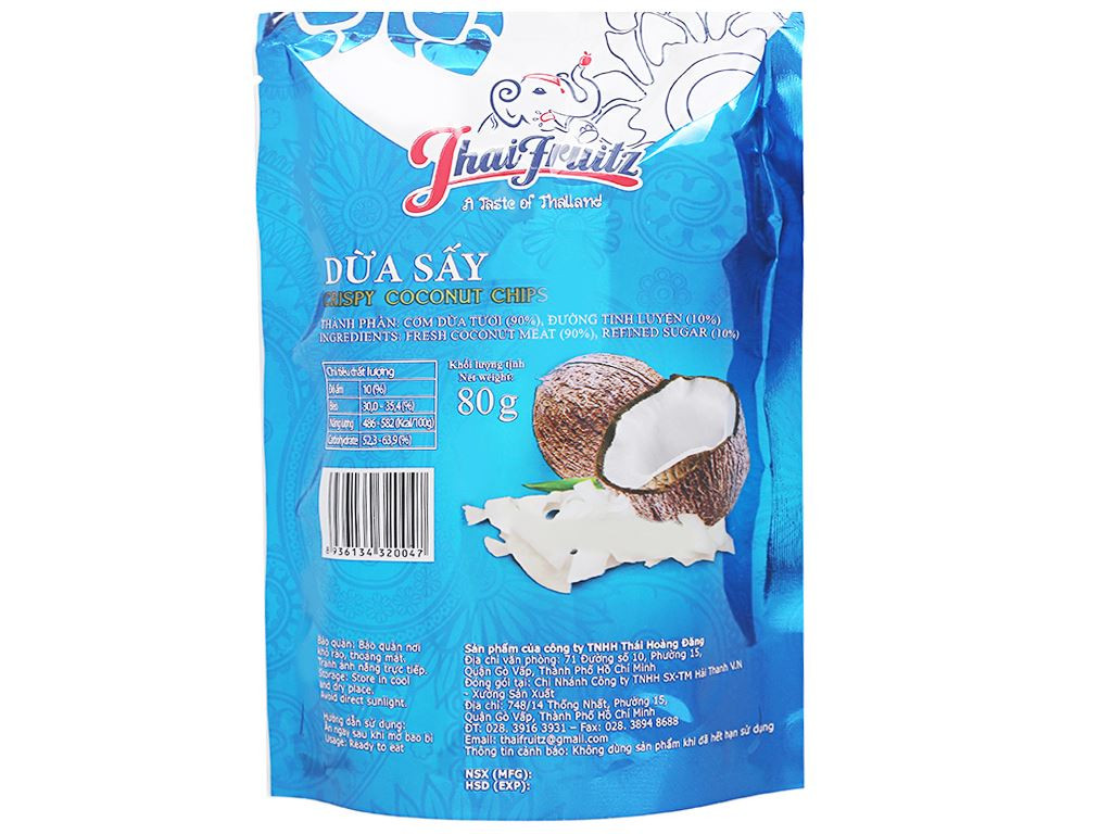 Dừa sấy giòn Thaifruitz gói 80g 20047
