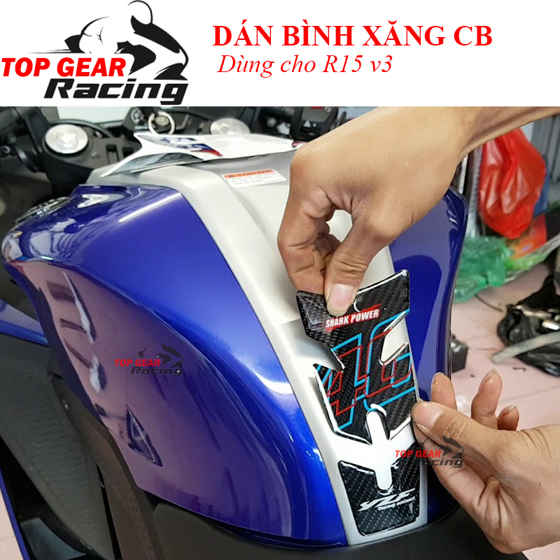 Tem Dán Bình Xăng R15 v3 Tem Dán Decal Carbon Shark Power 