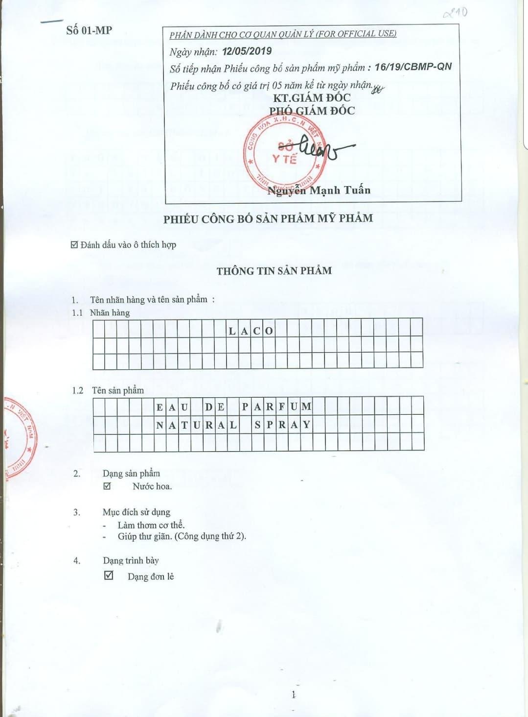 Nước hoa LACO 7ml