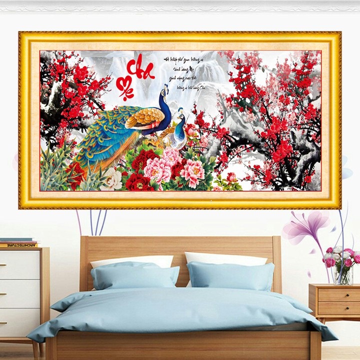 Tranh thêu chữ thập Cha mẹ LV3158 - tự thêu