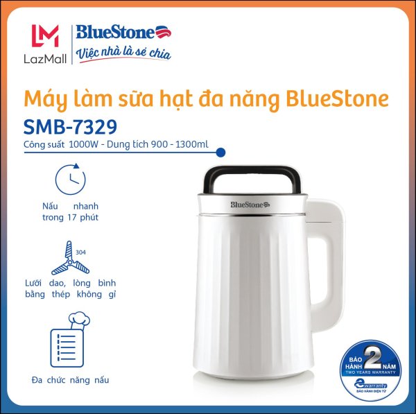 Máy làm sữa hạt đa năng Bluestone SMB-7329 - Dung tích 1.3L - Công suất 1000W - Bảo hành 2 năm - Hàng chính hãng