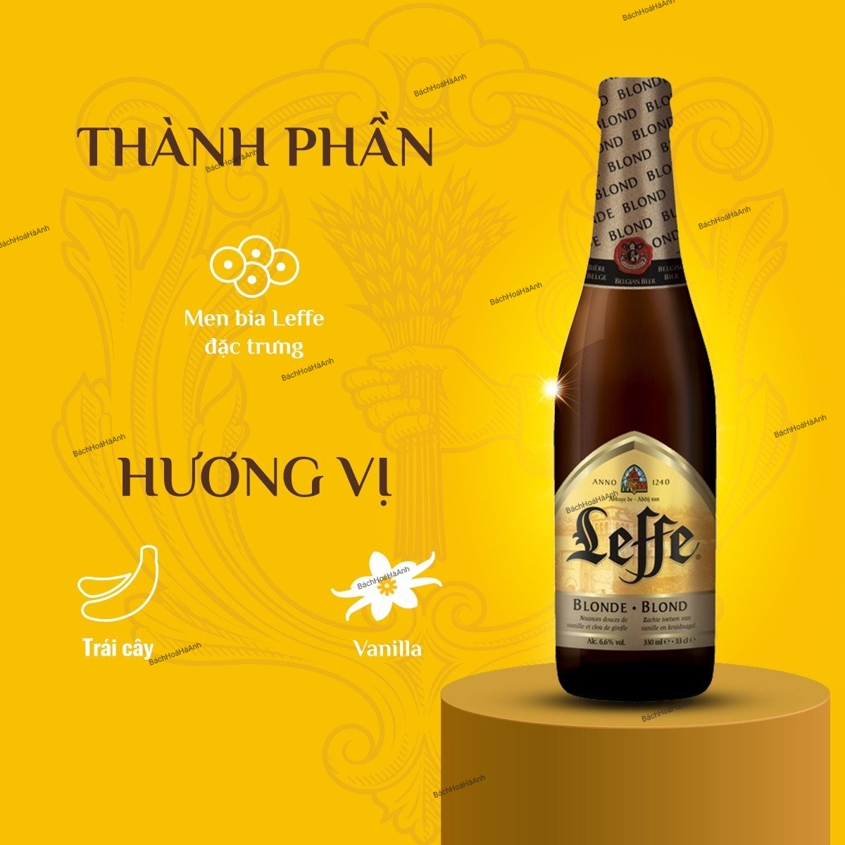 BIA LEFFE BLOND VÀNG - PACK 6 CHAI 330ML