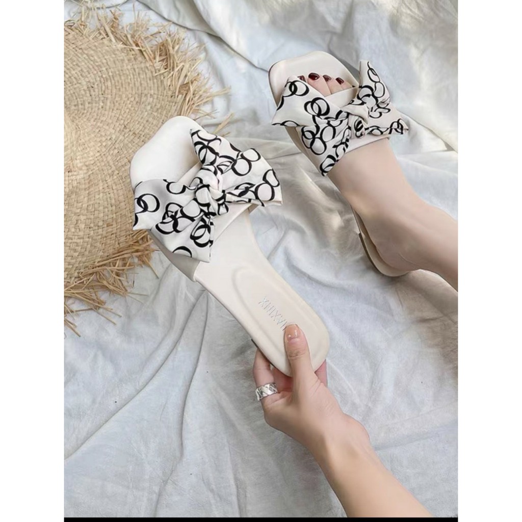 Dép Bệt Bản Nơ Dior