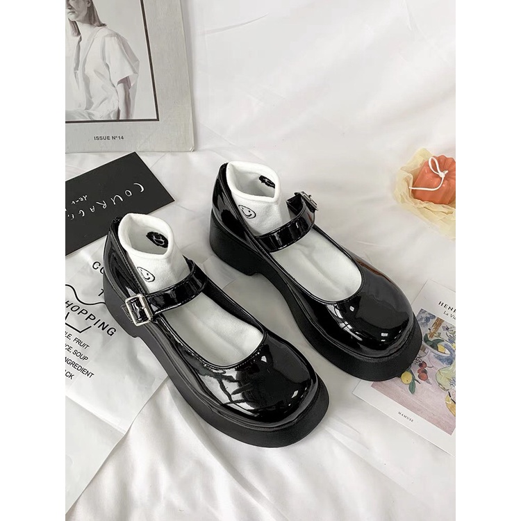 Giày Nữ Hàn Quốc đế 2cm quai ngang da bóng đi học đi chơi , giày Mary jane siêu hot