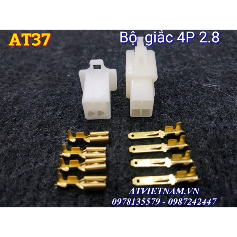 Bộ Giắc Nhựa 4 Lỗ 4P 2.8 - AT37 ( 1 bịch/10 bộ)
