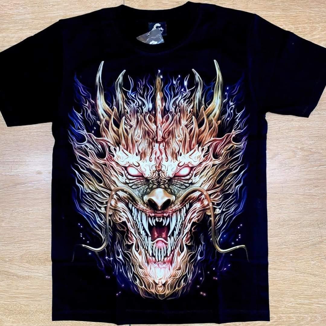 [HCM]Áo thun nam 3D in hình Rồng Lửa sắc nét không phai màu không dính giặt vải dày mịn mát