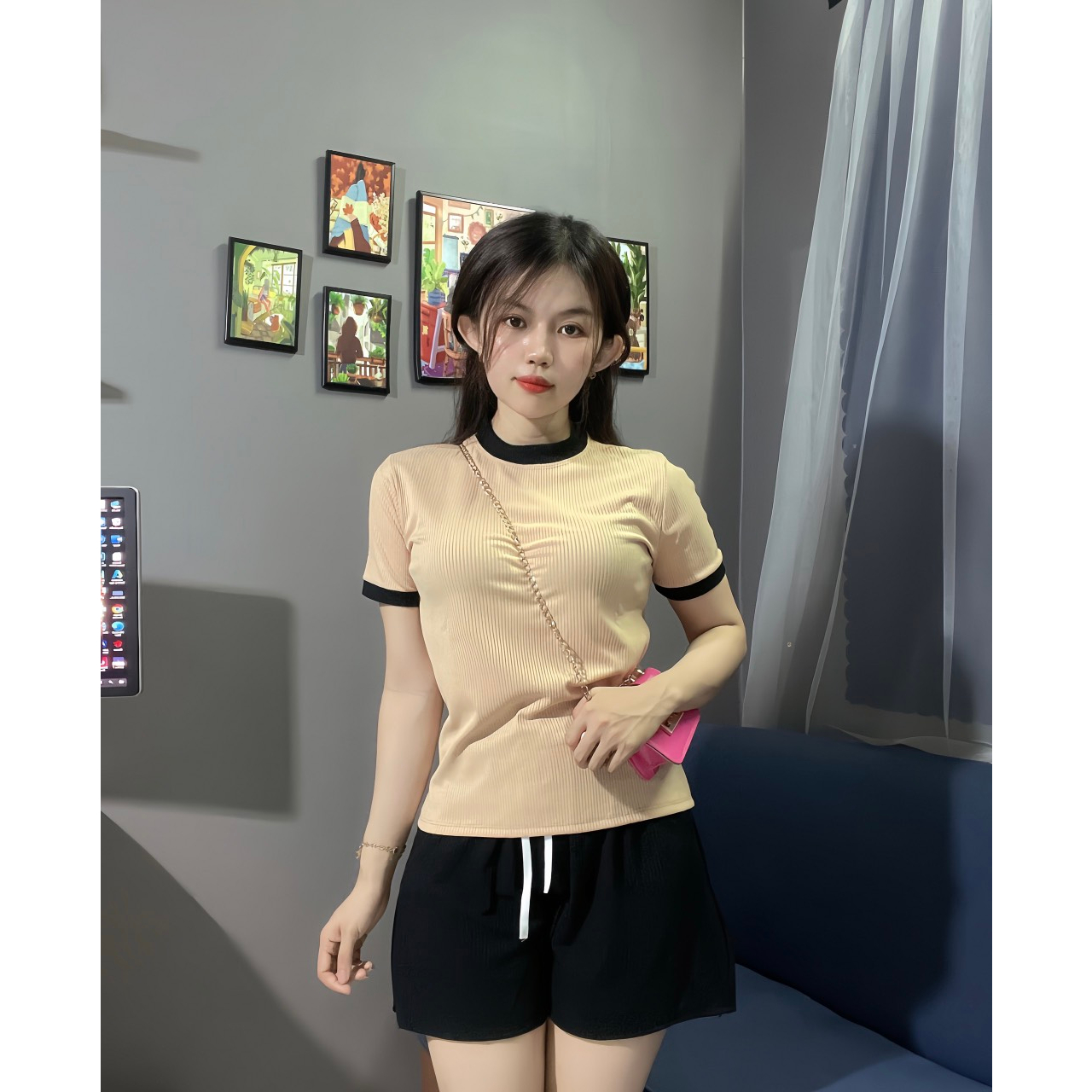 Set Bộ Nữ Mặc Nhà Thun Gân Co Giản 4 Chiều-TQ6