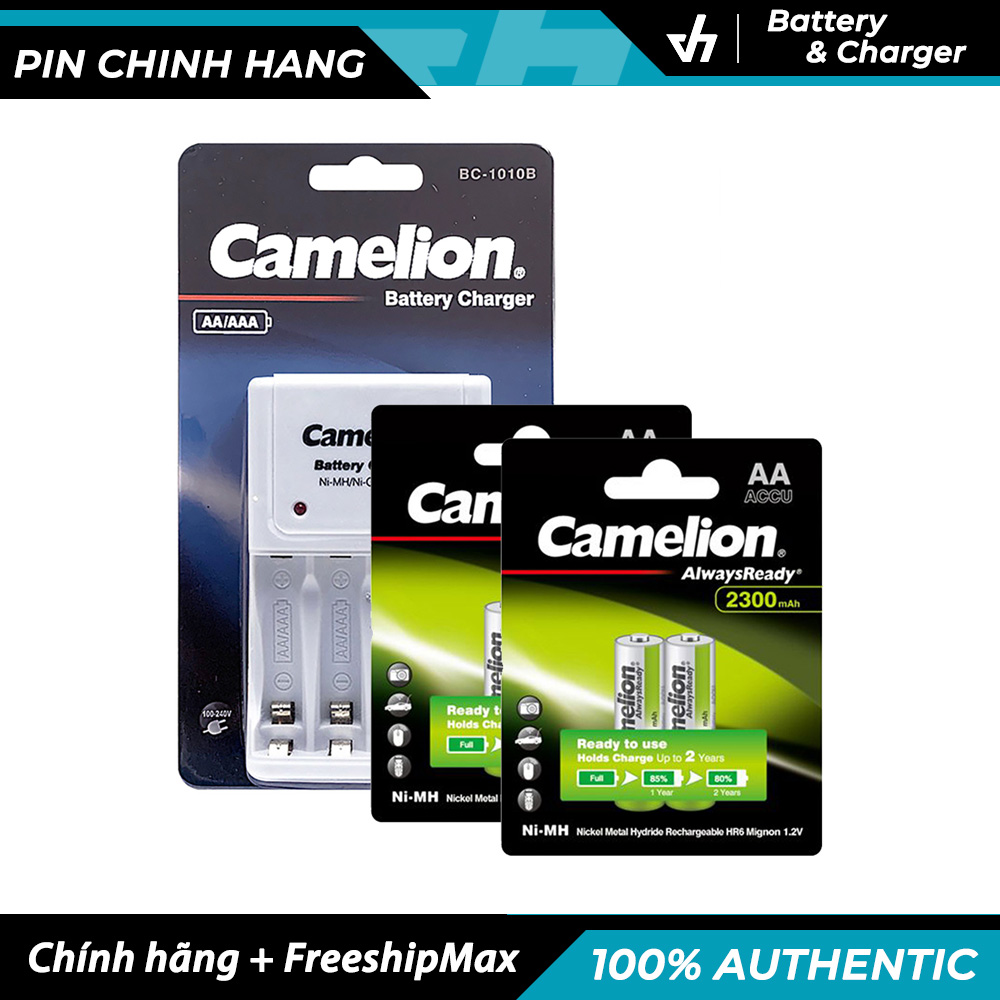 Combo Sạc Camelion 1010B kèm 4 pin AA Camelion 2300mAh