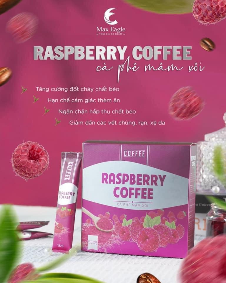 [Chính Hãng - Hoàn Tiền 10%] Cà phê giảm cân Mâm Xôi Raspberry Coffee - Hộp 15 gói