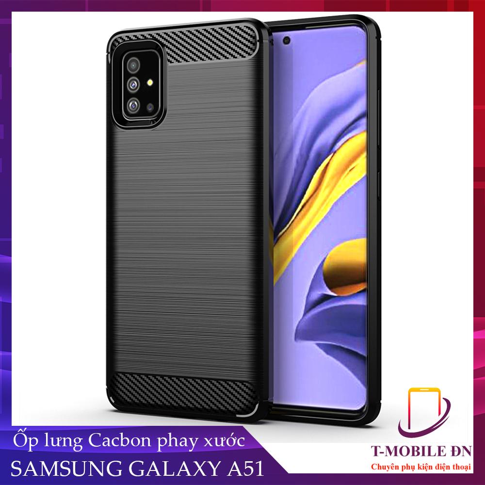 Ốp lưng Samsung A51 silicone mềm Carbon phay xước chống sốc chống vân tay