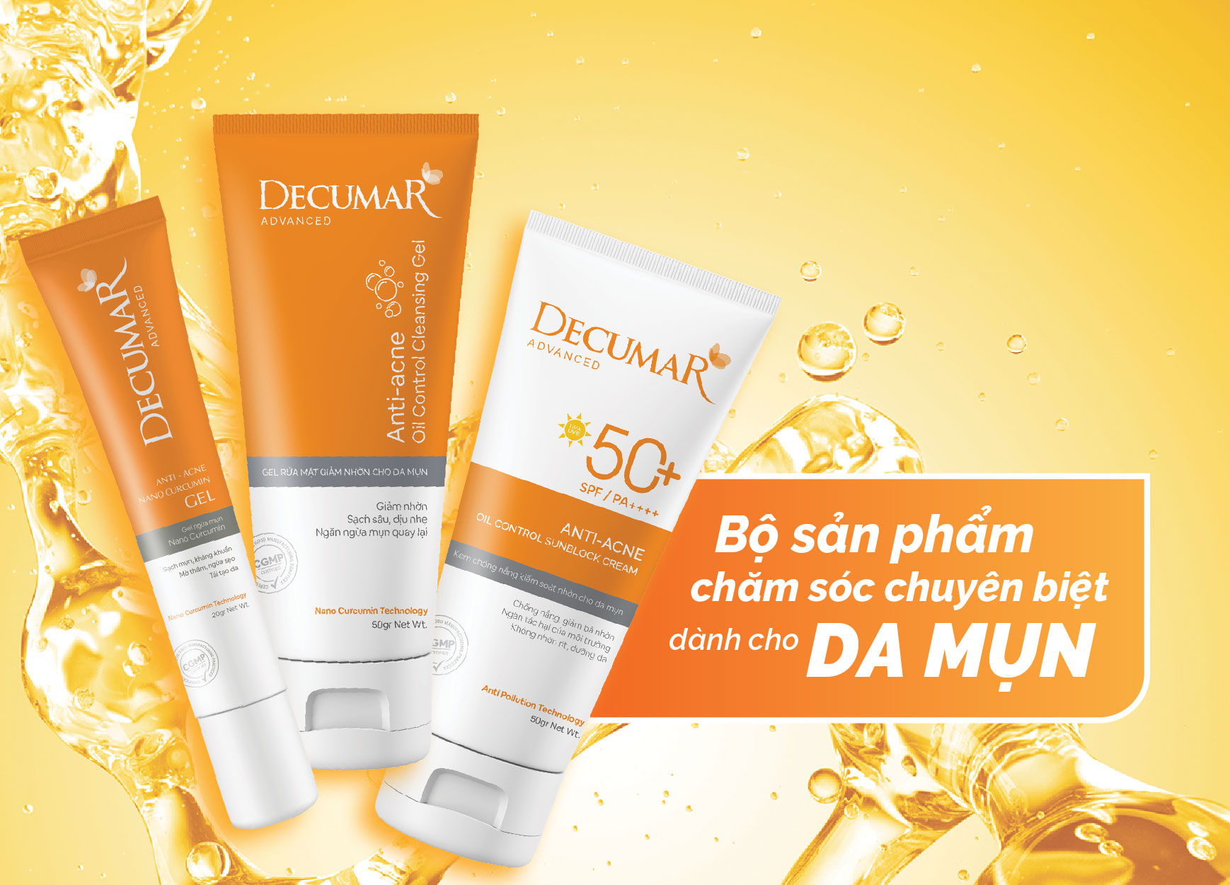 [HCM]COMBO 3 DECUMAR ADVANCED - Giải quyết mụn tận gốc
