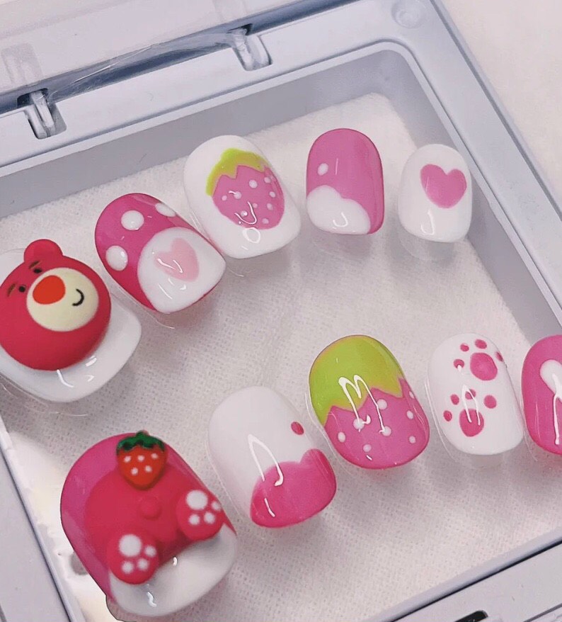 Charm Gấu Dâu, Phụ Kiện Trang Trí Móng - Sugar Nails