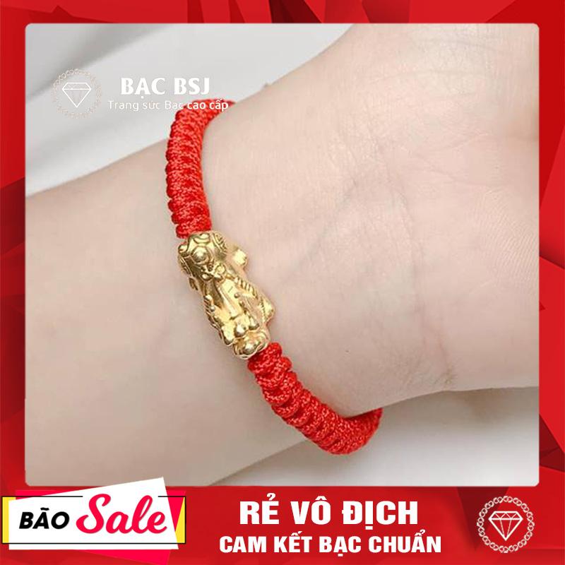 Vòng tay chỉ đỏ tỳ hưu. Bạc BSJ - VCD08