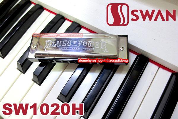 Kèn harmonica Swan BluesPower SW1020H Key C (Bạc)(Đen)