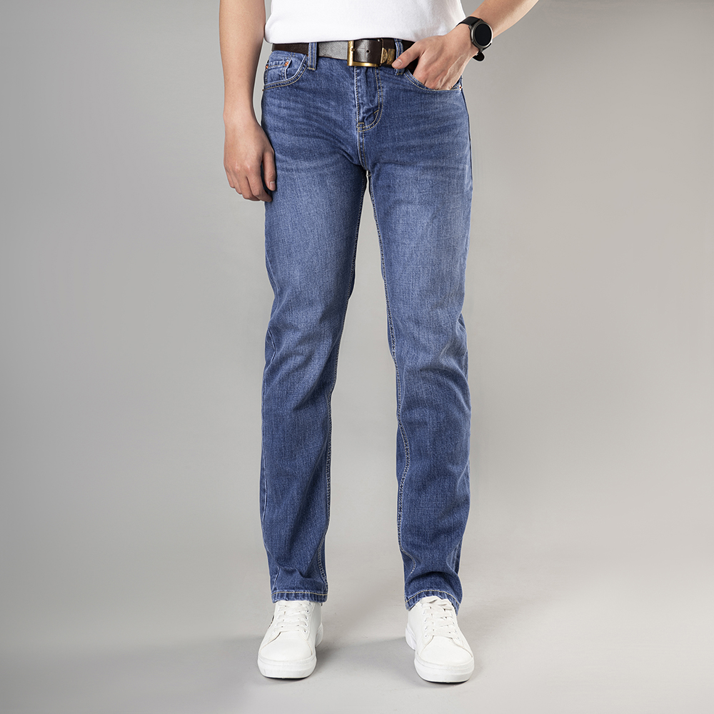 Quần Jean Nam Cao Cấp Xanh Dương đẹp DK-02 Quần Bò Nam Dáng ôm đứng Chất vải co giãn Thoáng mát Sang trọng Lịch sự - DOKI