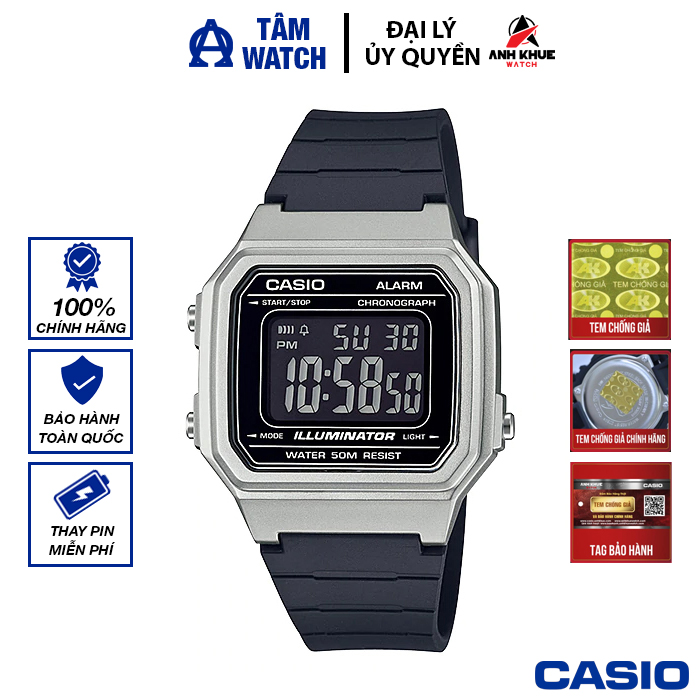 Đồng hồ nam dây nhựa casio standard chính hãng anh khuê w-217hm-7bvdf