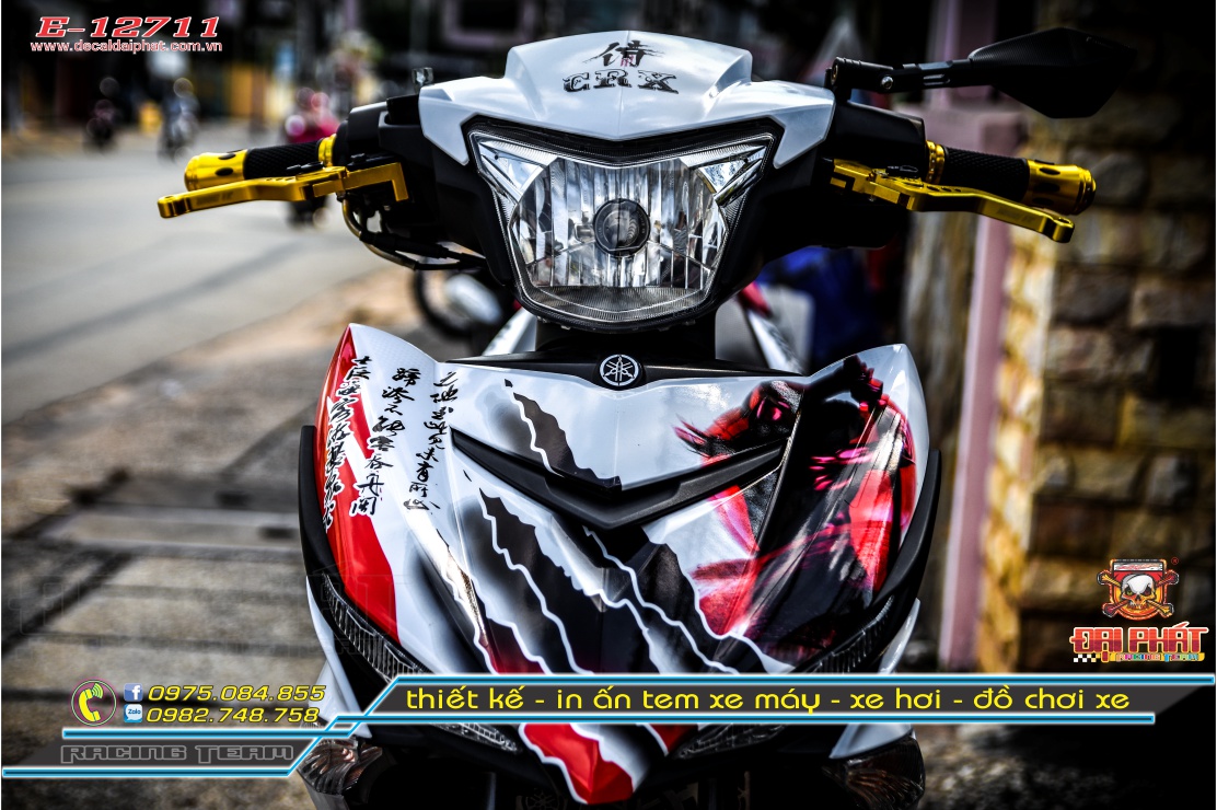 Tem Trùm Exciter 150 Samurai trắng đỏ - E-12711