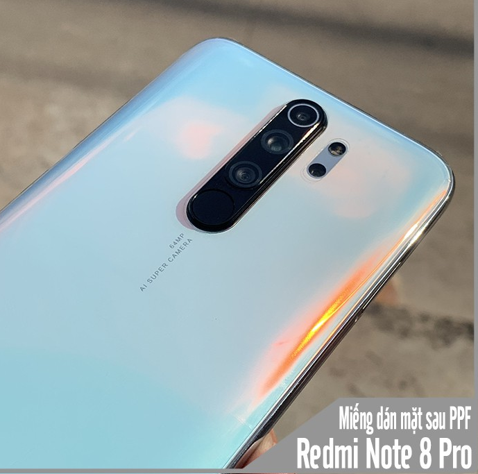 Miếng Dán PPF Xiaomi Redmi Note 8 Pro Mặt lưng Trong suốt + Ánh 7 Màu