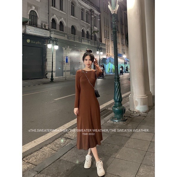 Váy maxi thun xoè dài tay- Vaydangdaichatthunzip188_P4