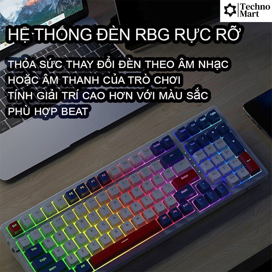 Bàn Phím Cơ Ziyou K98 SMART TECH - Bàn Phím Có Dây/ Không Dây Cao Cấp Hotswap - 3 Chế Độ Kết Nối - LED RGB Cao Cấp