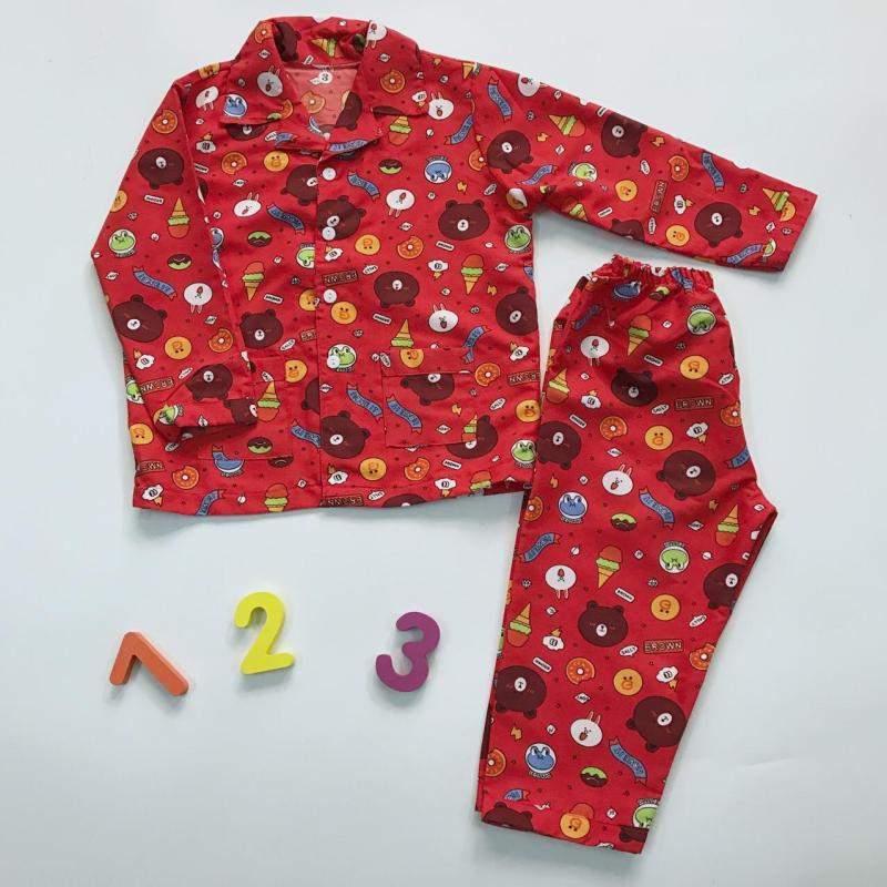 Nơi bán Pijama Kate thái cho bé hình Gấu Lines đỏ 10-40kg
