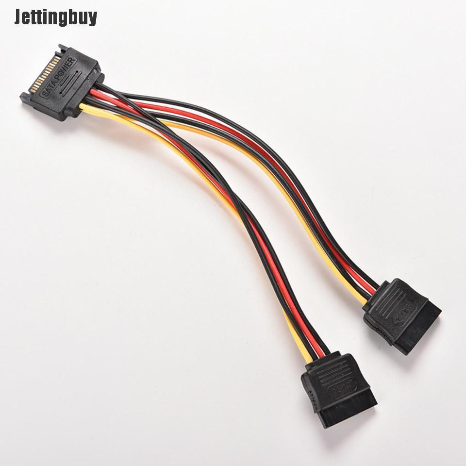 Jettingbuy 15 Pin Sata Male To Sata Female 1:2 Y Splitter Power Cable