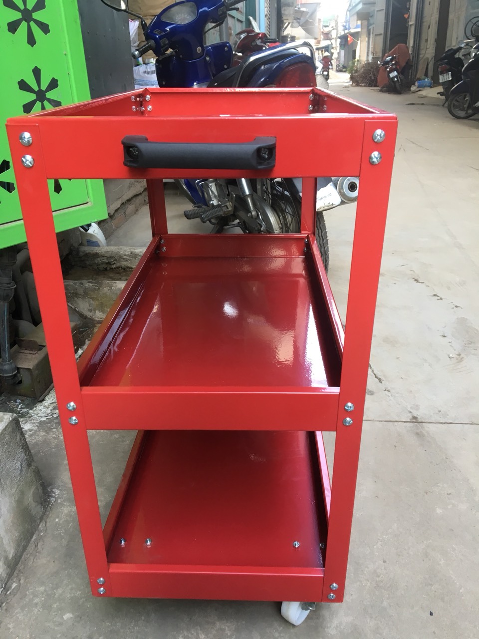 Tủ đồ nghề 3 tầng, xe đẩy Tủ Đồ Nghề sửa chữa Xe Máy Ô tô..., có bánh di chuyển dễ dàng
