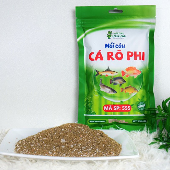 Mồi câu cá Phú Thành chuyên cá Rô phi 150g  mã 555 ( gói xanh lá mới )