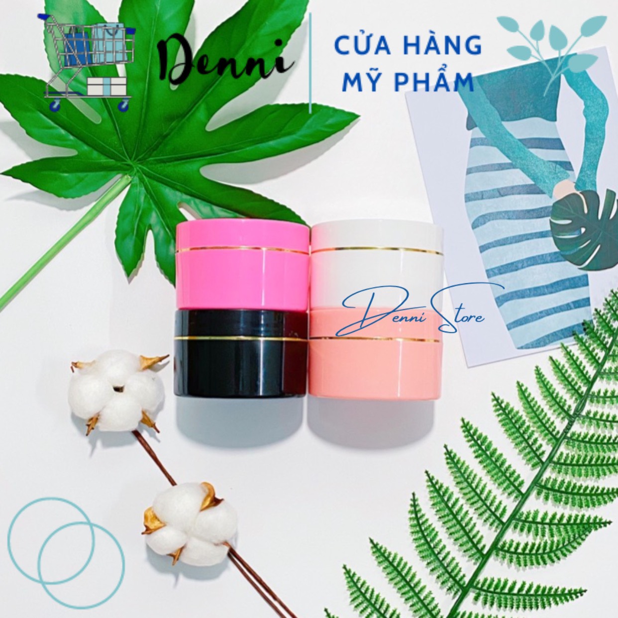 Hủ Nhựa Đựng Kem Body 100g Nhiều Màu - mỹ phẩm Denni