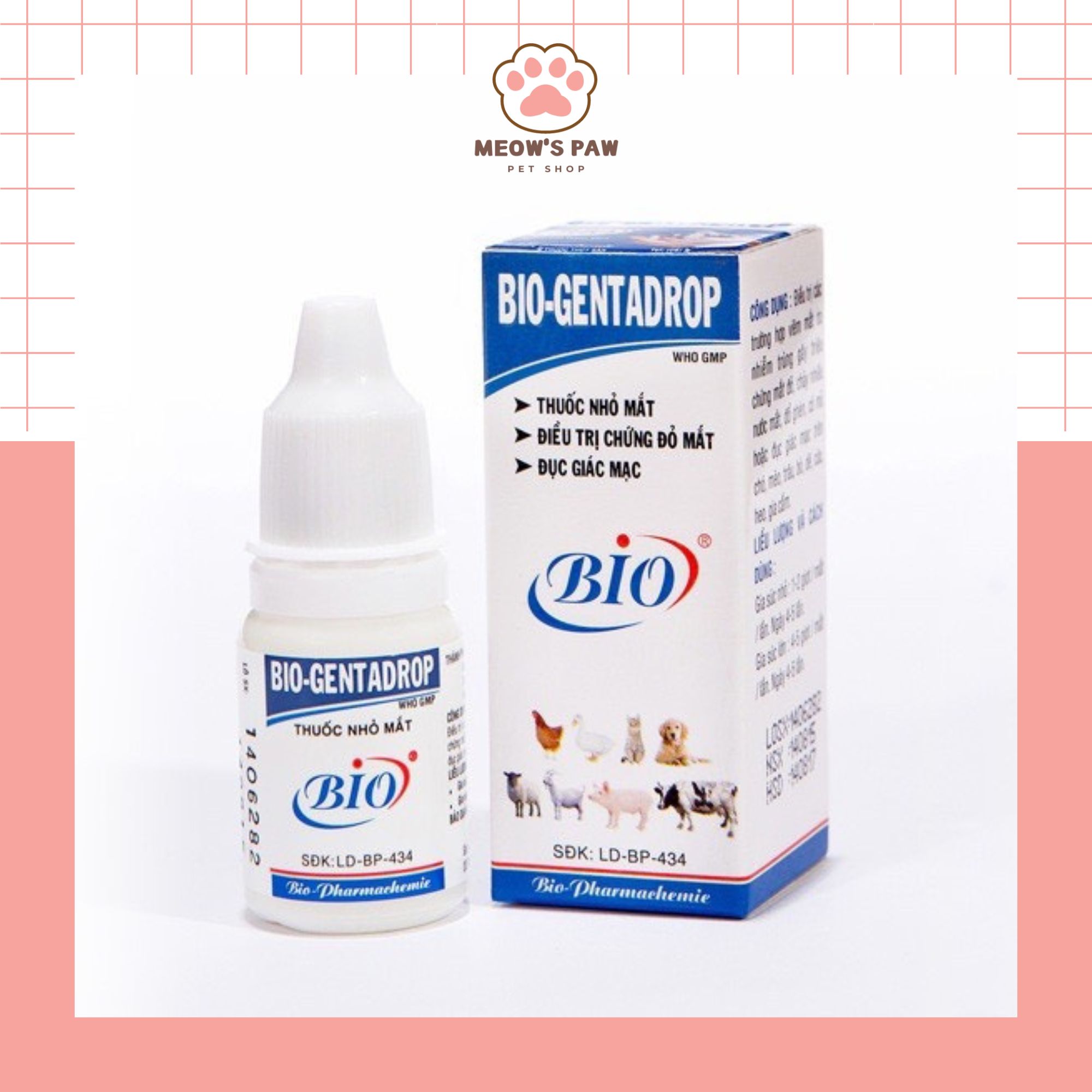 Chai Nhỏ Mắt Bio-Gentadrop 10ml Cho Chó Mèo
