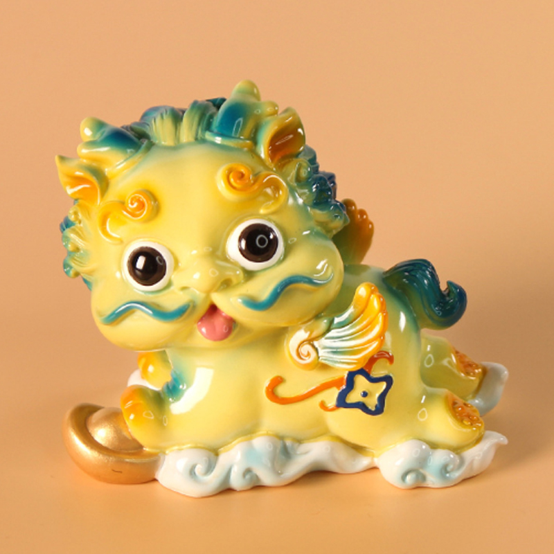 [HCM]Cặp Kỳ Lân sứ size lớn 8x7cm màu vàng