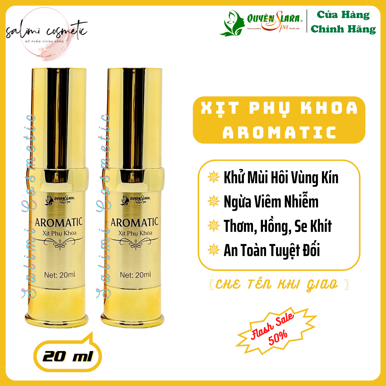 COMBO 2 Lọ Xịt Phụ Khoa AROMATIC Quyên Lara - Khử Mùi Hôi Vùng Kín