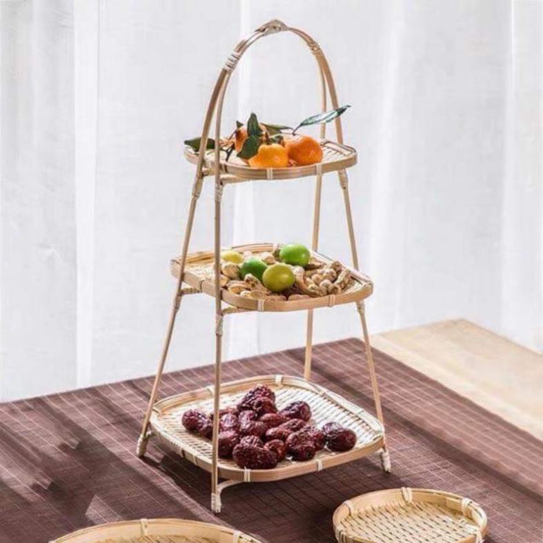 Kệ mẹt tre 3 tầng hình vuông