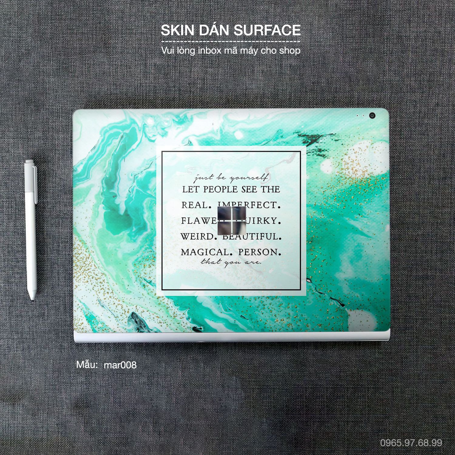 Decal Skin dán Surface Pro / Laptop / Go / Book mẫu vân Marble (inbox mã máy cho shop)