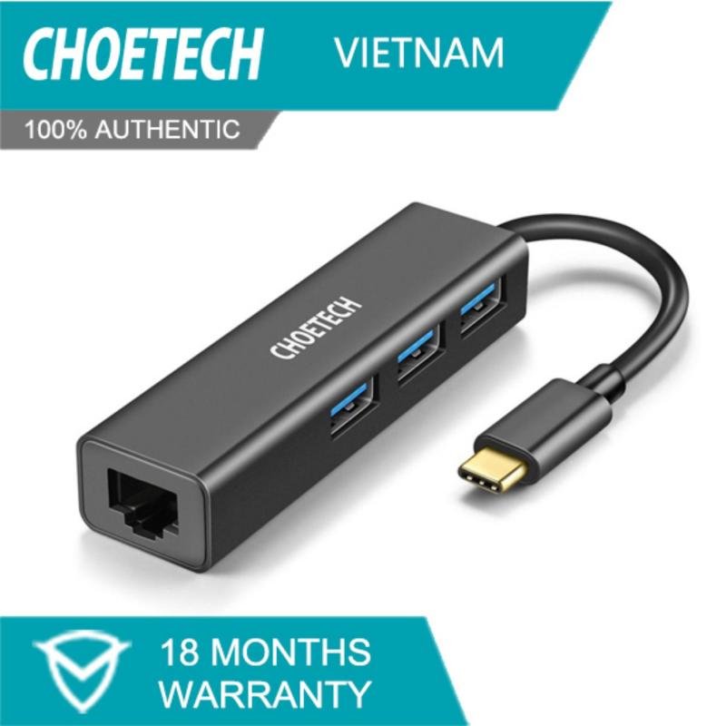 Bảng giá Bộ chuyển đổi USB C sang Ethernet 4 trong 1 CHOETECH HUB-U02BK (Bảo hành trọn đời) Phong Vũ