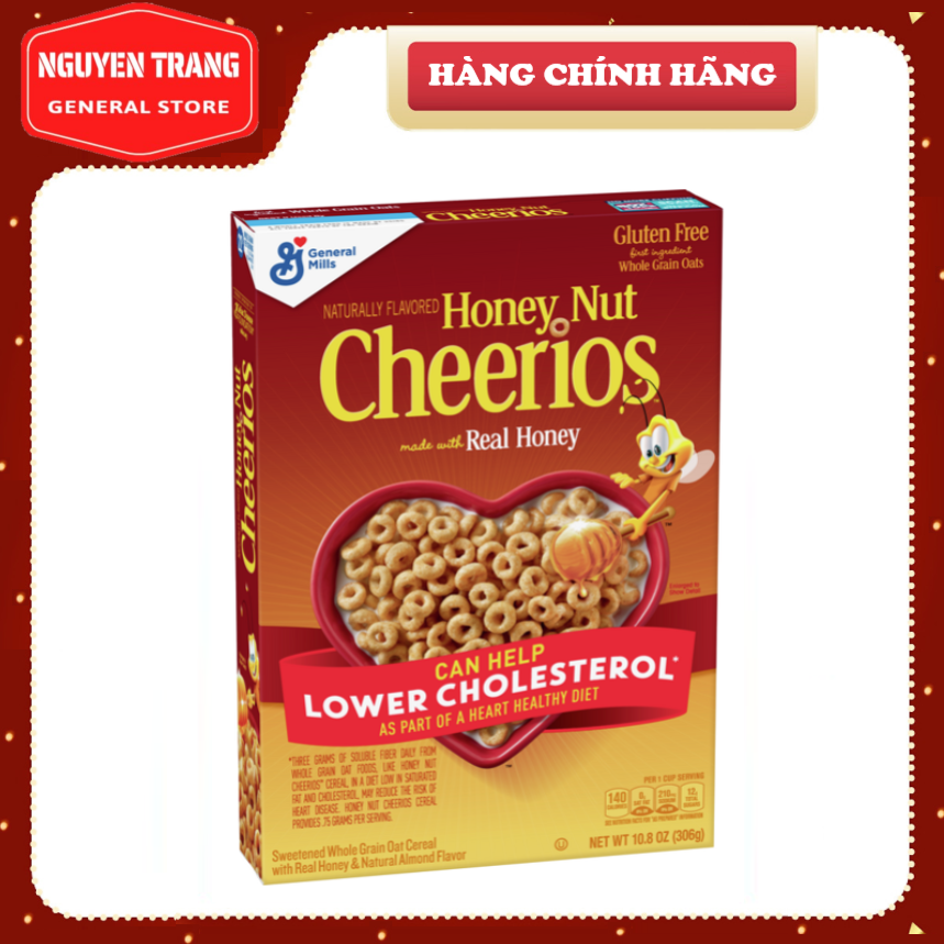 Ngũ cốc ăn sáng hạt khô mật ong Cheerios Honey Nut 306g