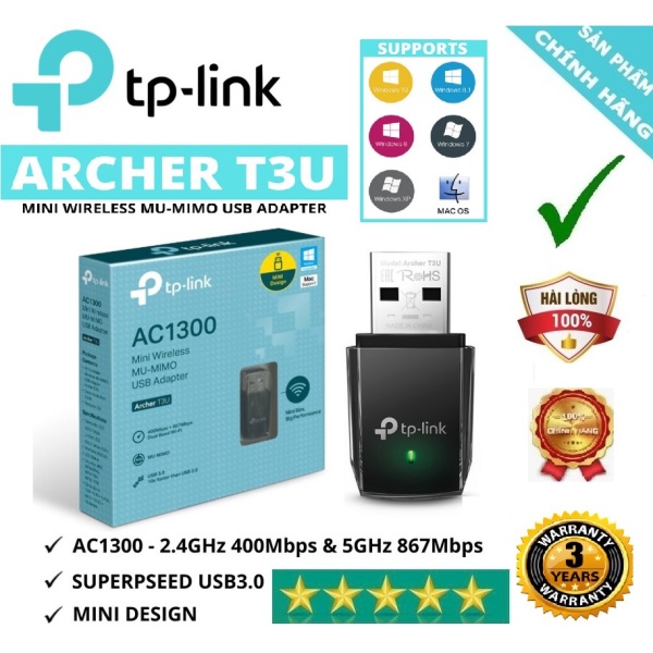 Bảng giá Cạc Mạng Không Dây USB TP-Link Archer T3U Plus AC1300 Phong Vũ