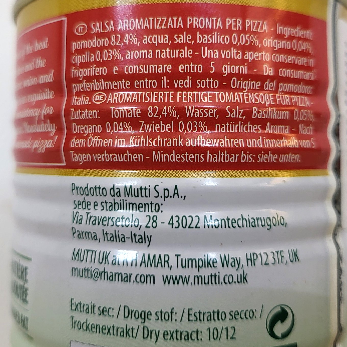 MUTTI (hộp 400g) SỐT PIZZA PARMA Pizza Sauce Aromatica